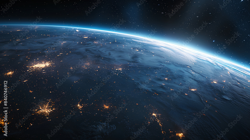 Obraz premium a minimalist wallpaper featuring Earth at night, drifting in space.