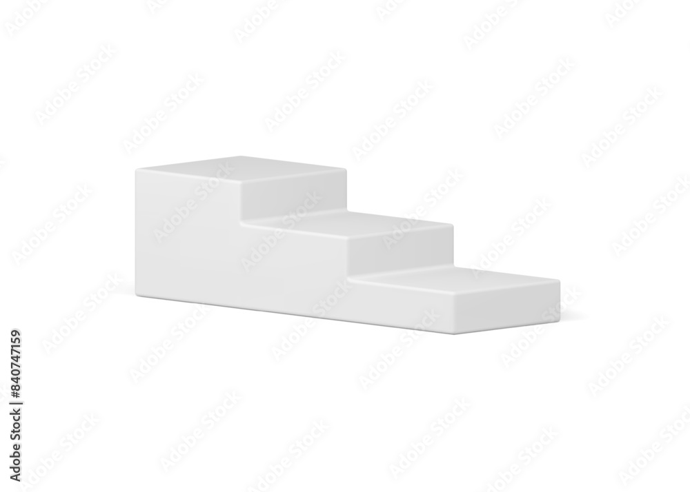Slim white stairs up down level winner championship award pedestal basic foundation realistic vector Slim white stairs up down level winner championship award pedestal basic foundation realistic vector