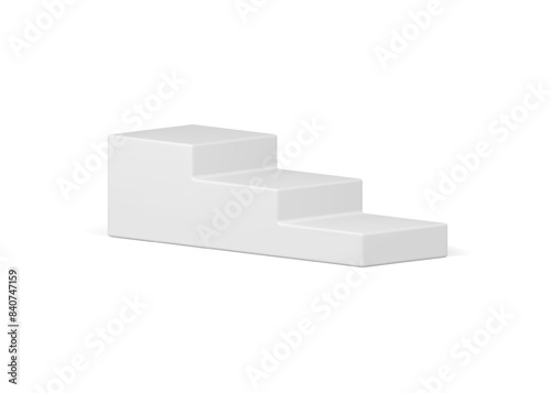 Slim white stairs up down level winner championship award pedestal basic foundation realistic vector