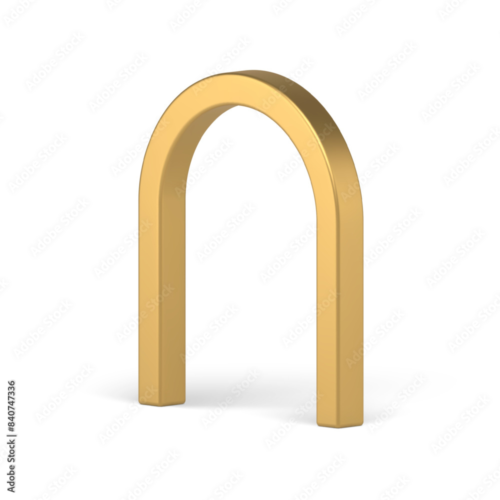 Arched access entrance exit curved geometric shape golden metallic construction realistic vector Arched access entrance exit curved geometric shape golden metallic construction realistic vector