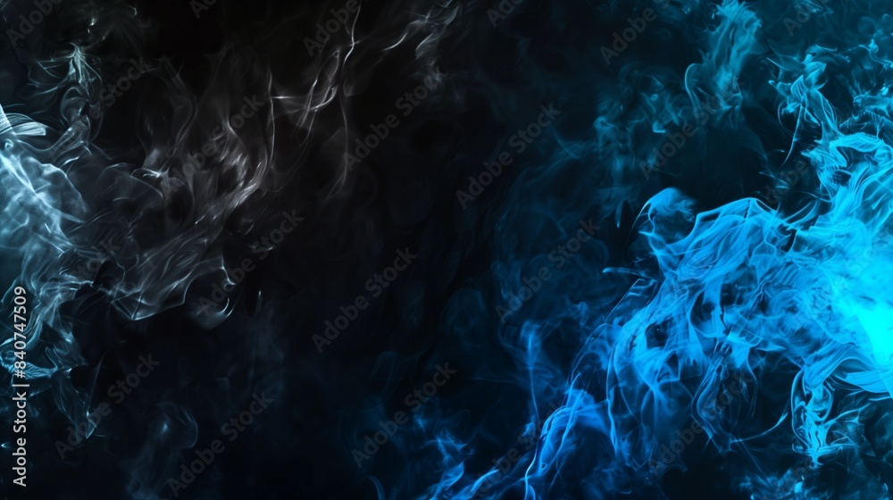 Obraz premium A dramatic mix of smoky black and electric blue, merging to create a powerful and intense gradient effect.