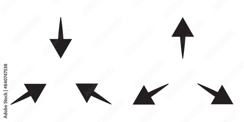 Inward and outward pointing symbols. Concentration and expansion concept. Vector illustration on white background in EPS 10. Inward and outward pointing symbols. Concentration and expansion concept. Vector illustration on white background in EPS 10.