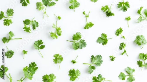 coriander leaves on white background