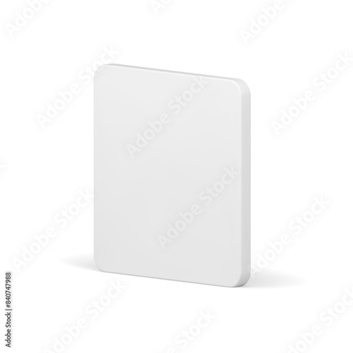 White vertical wall slim rectangular isometric block geometric figure design realistic vector