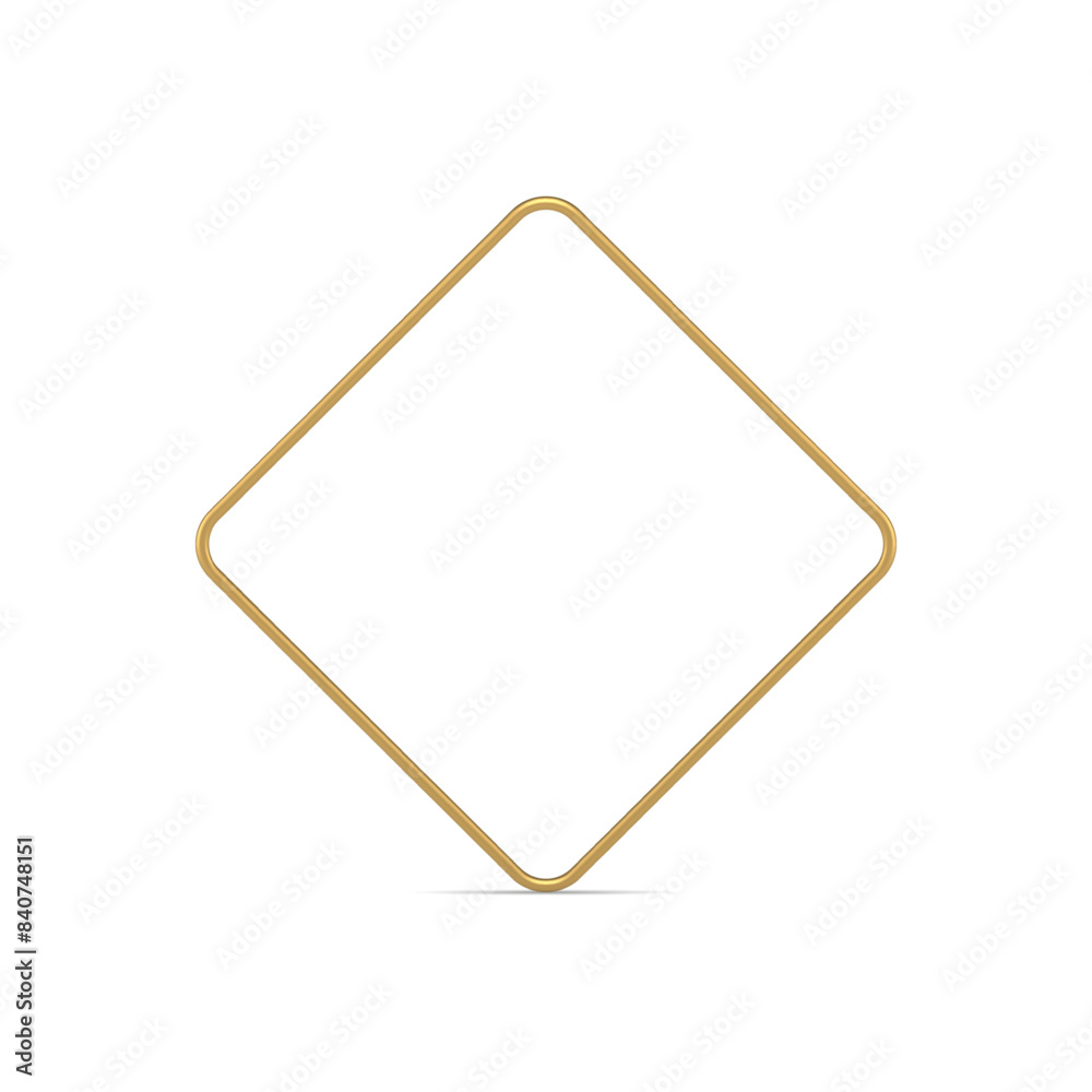 Golden rhombus metallic frame minimalist geometric shape thin boundary design realistic vector Golden rhombus metallic frame minimalist geometric shape thin boundary design realistic vector