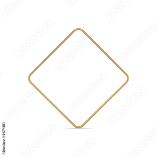 Free Download Golden rhombus metallic frame minimalist geometric shape thin boundary design realistic vector - GFXLoad