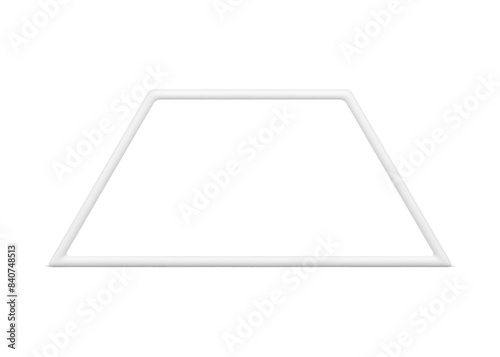 White trapezoid geometric corner frame decorative design 3d element realistic vector