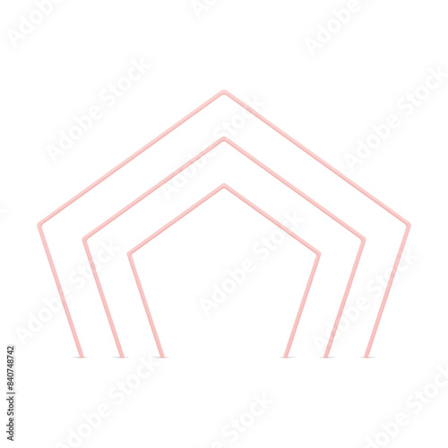 Geometric level pink arch decorative 3d element expo doorway front view realistic vector