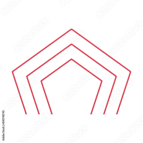 Red polygonal multilevel arch premium doorway geometric figure 3d element design realistic vector