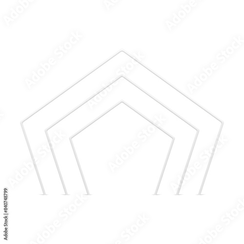 White polygonal level arch column geometric 3d element decorative design realistic vector