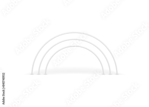 White multilevel glossy arch geometric 3d element decorative design realistic vector illustration
