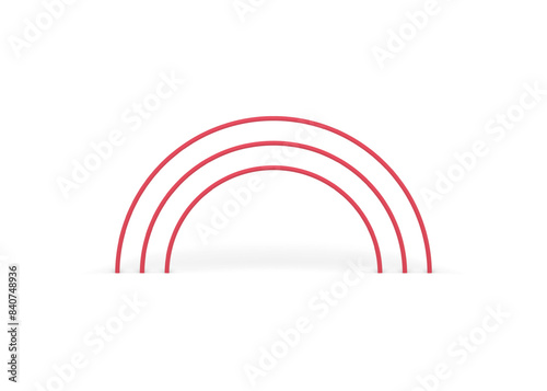 Red archway multilevel curved exit entrance semicircle 3d element design realistic vector