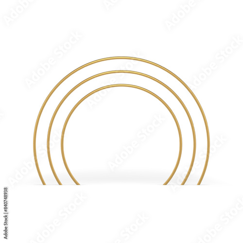 Golden archway rounded multilevel geometric foundation for presentation 3d element realistic vector