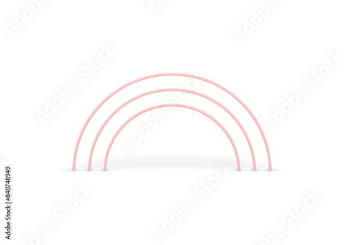 Premium pink arch level metallic semicircle 3d element decorative design realistic vector