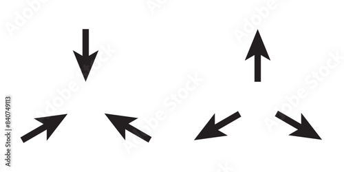 Symbol of expansion and contract, inward and outward arrows in circular, black and white vector illustration on white background in eps 10.