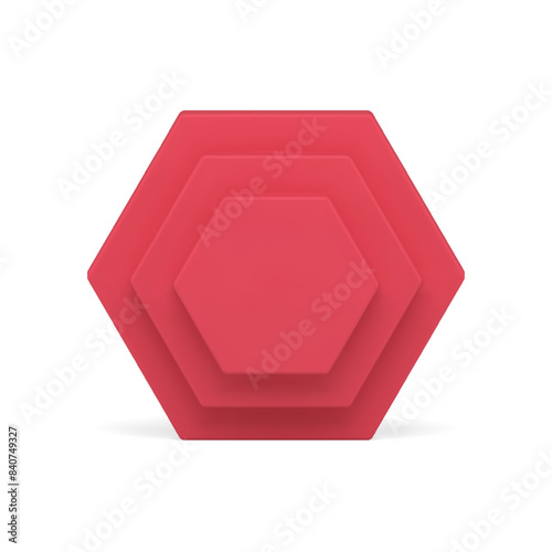 Red vertical multilevel wall honeycomb geometric shape basic foundation block realistic vector