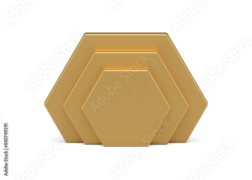Golden polygonal vertical wall multilevel geometric 3d element foundation realistic vector