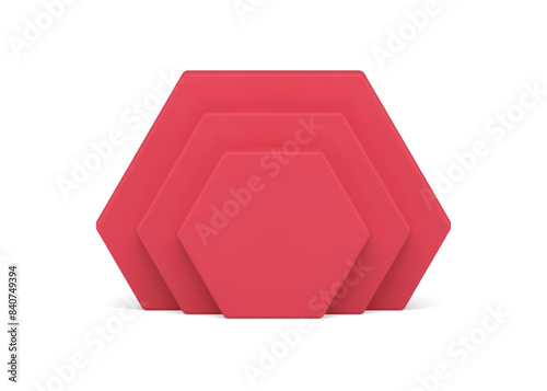 Polygonal vertical construction wall hexagonal level 3d element decorative design realistic vector