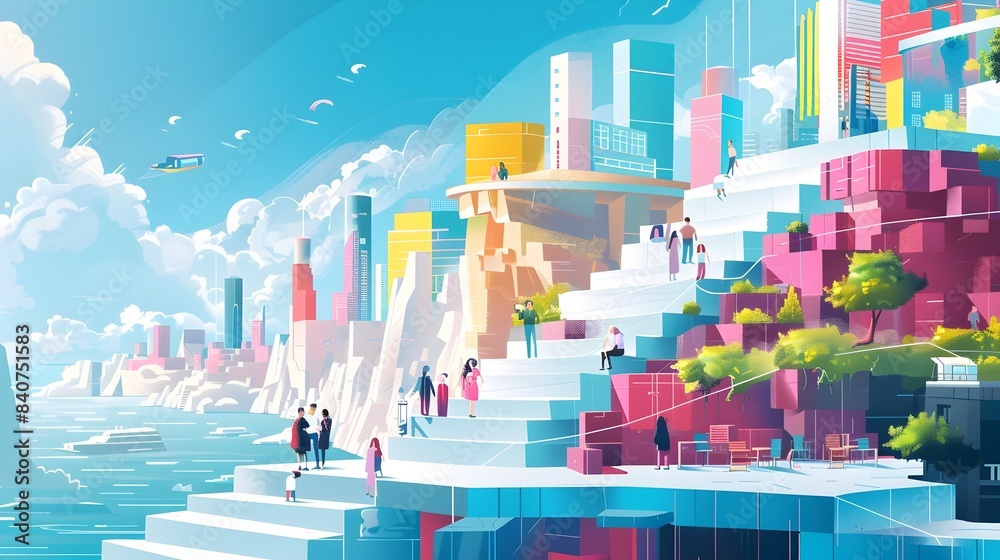 Obraz premium Vibrant Cityscape Symbolizing Continuous Development and Improved of Life
