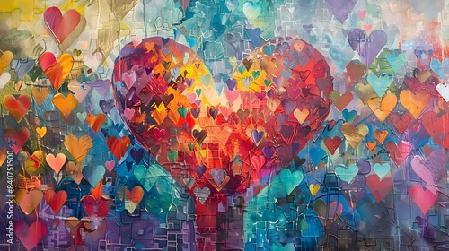 Vibrant Abstract Art Depicting a Community Filled with Empathy and Mutual Assistance,Reflecting the Civilized Heart of Humanity