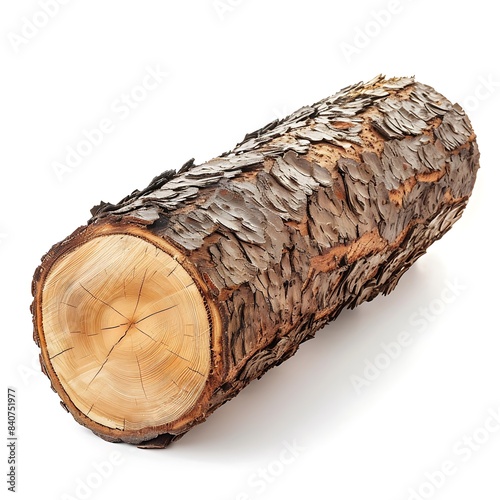 Norway Spruce Log on White Background