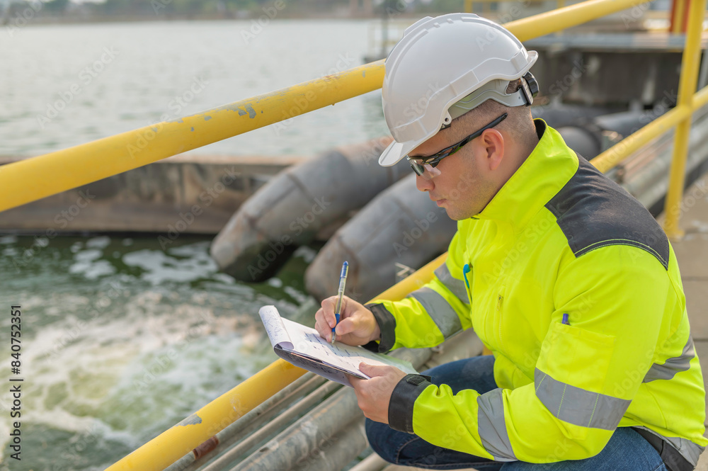 Environmental engineers work at wastewater treatment plants,Water supply engineering working at Water recycling plant for reuse Environmental engineers work at wastewater treatment plants,Water supply engineering working at Water recycling plant for reuse