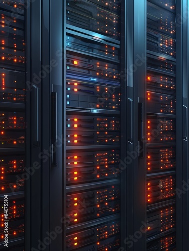 Plakat Computer server. Vertical background. hyper realistic 