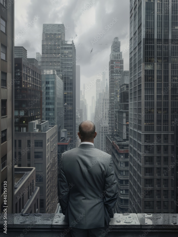 High-Rise Hustle: Businessman in the Concrete Jungle hyper realistic High-Rise Hustle: Businessman in the Concrete Jungle hyper realistic