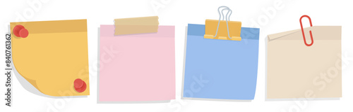 post its flat style colors with pin clip tape