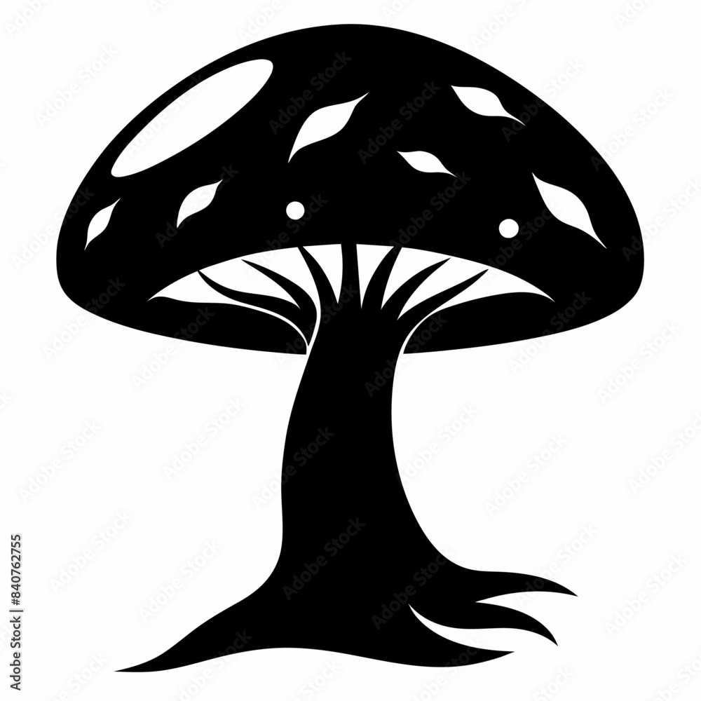 Mushroom black silhouette illustration Mushroom black silhouette illustration