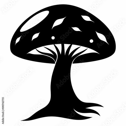 Mushroom black silhouette illustration