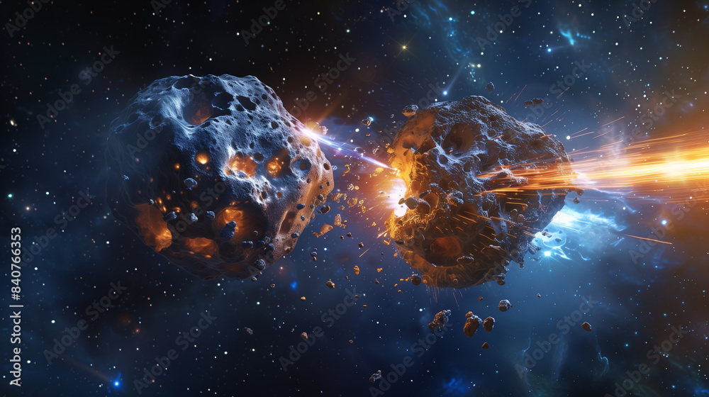 Naklejka premium asteroid smash in the universe
