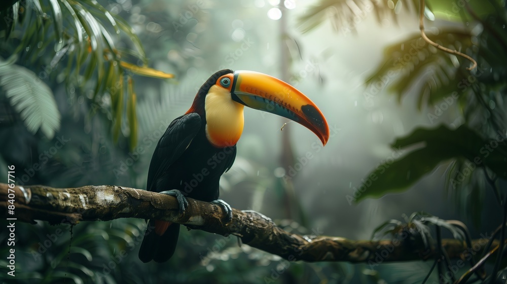 Obraz premium Colorful Toucan Perched on Branch Nature Photography