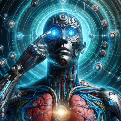 Medical cyborg with advanced biosensors, healing nanobots, and s