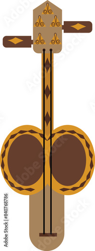 Kazakh traditional musical string instrument Kobyz isolated on white. Stock vector illustration