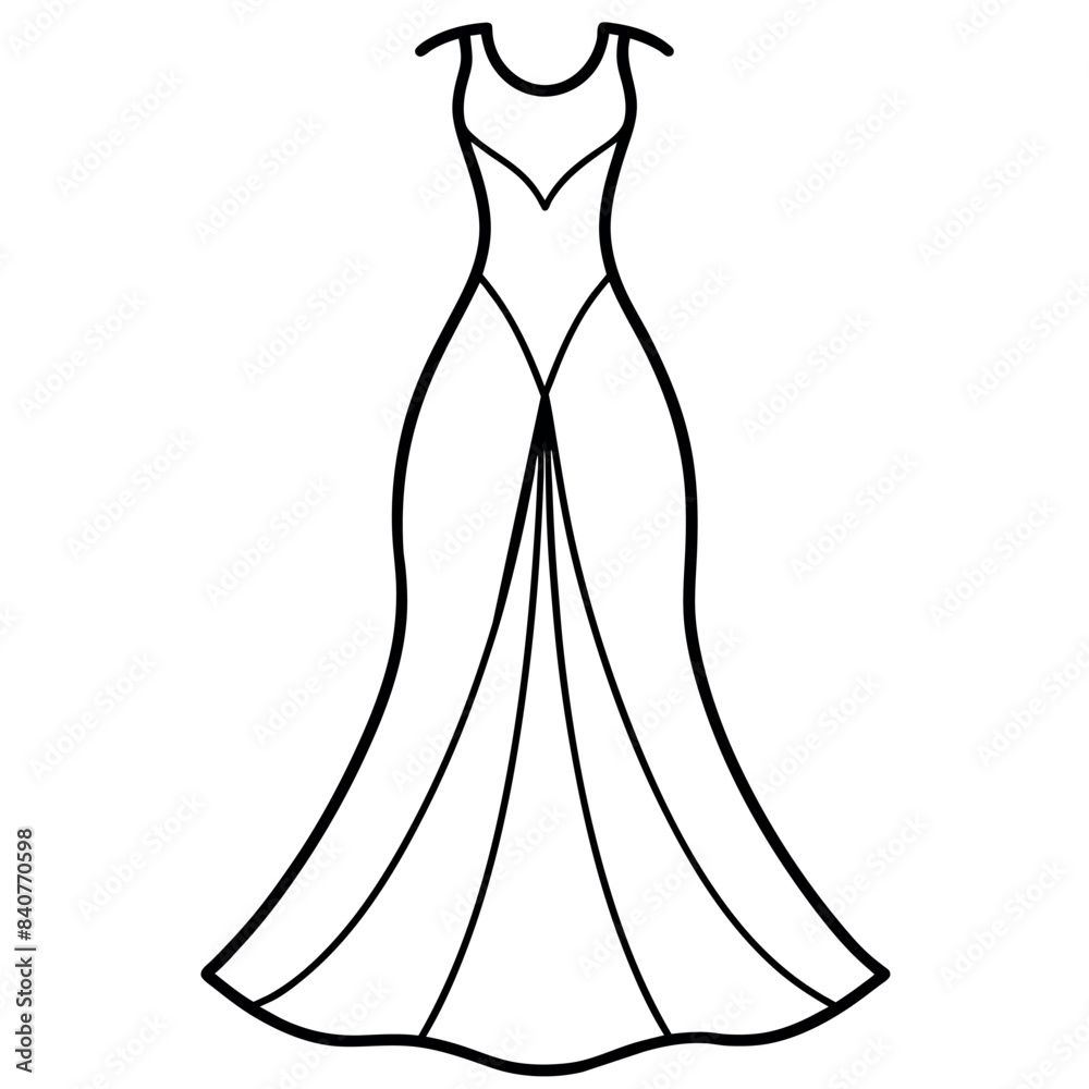 a complete gown dress mockup vector silhouette, white background a complete gown dress mockup vector silhouette, white background