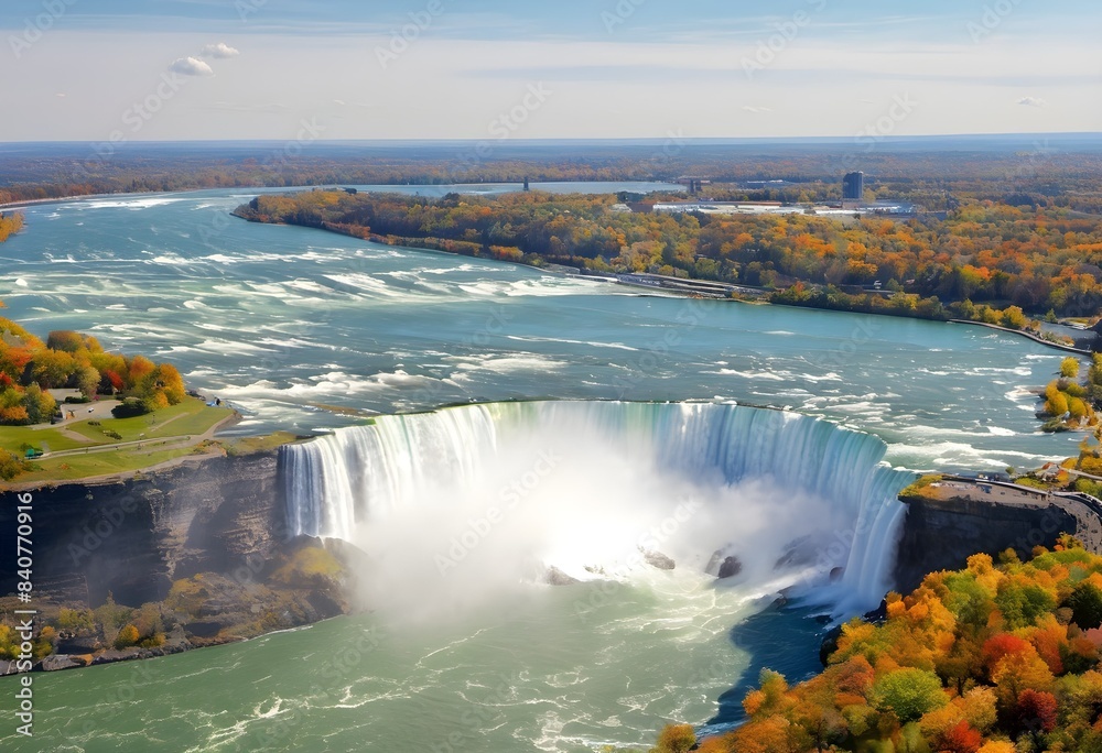 An aerial view of Niagara Falls in Canada An aerial view of Niagara Falls in Canada