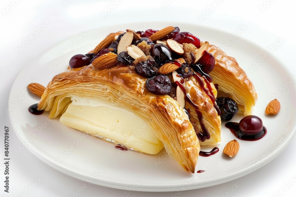 Creamy Baked Brie with Sweet Cherries and Golden Puff Pastry Creamy Baked Brie with Sweet Cherries and Golden Puff Pastry