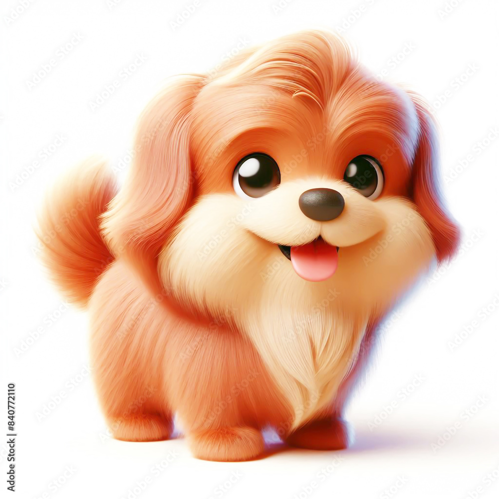 Cute furry dog 3D character on white background Cute furry dog 3D character on white background