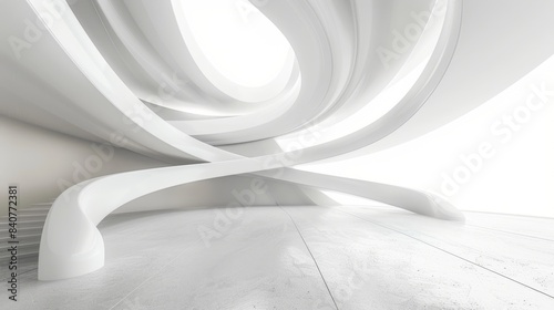 Fototapeta Naklejka Na Ścianę i Meble -  Abstract 3d white architecture interior for design, modern, contempary, indoor hyper realistic 