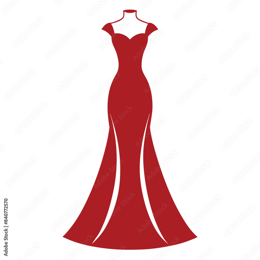 a complete gown dress mockup vector silhouette, white background a complete gown dress mockup vector silhouette, white background