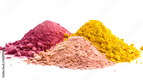 crushed eyeshadow isolated on white background,  Detail of pink color for holi, sale in india on the occasion of holi holli festival

 photo