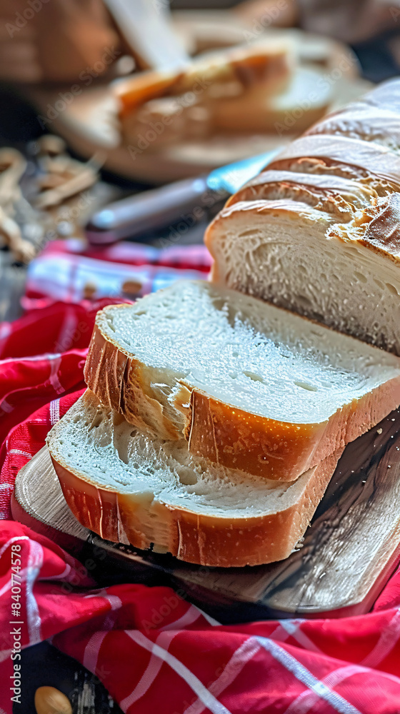 White Bread Sliced on a Chopping Board White Bread Sliced on a Chopping Board