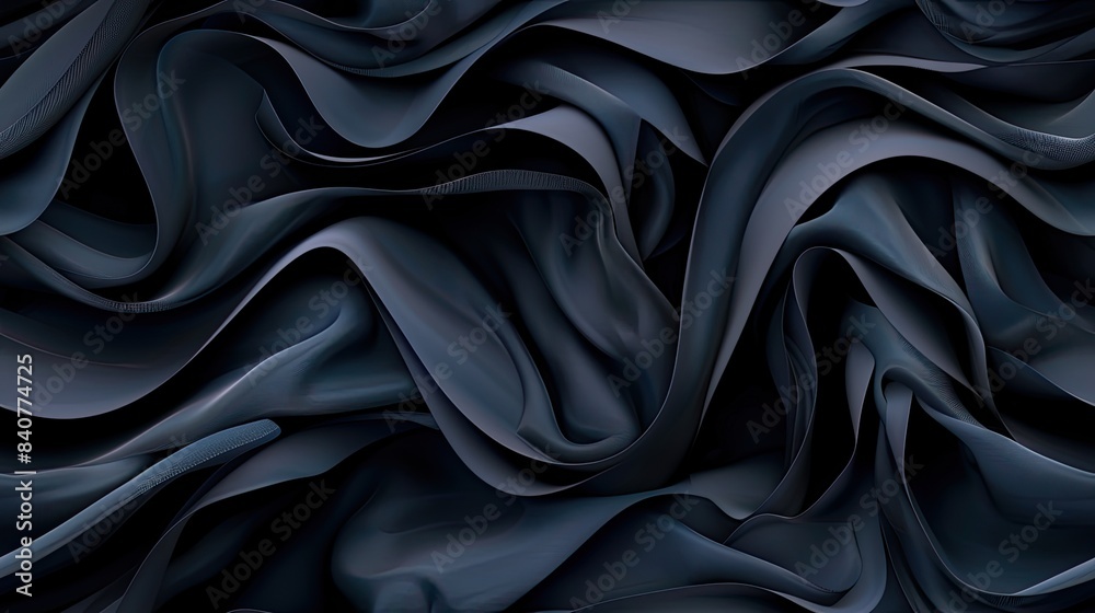 Fototapeta premium a sleek black background adorned with smooth lines and curves, crafting an abstract and futuristic wallpaper design that captivates the imagination. SEAMLESS PATTERN