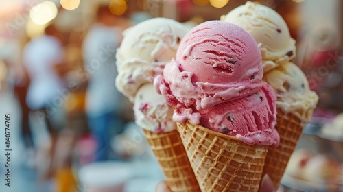 Ice Cream Social Feature a community ice cream social event, with people of all ages gathered to enjoy ice cream together