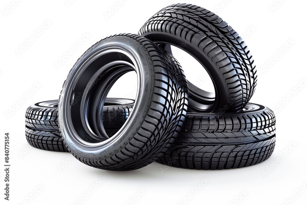 Advertising of 4 car tires on a white background. Advertising of 4 car tires on a white background.