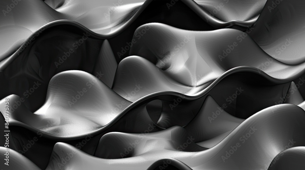 Obraz premium a sleek black background adorned with smooth lines and curves, crafting an abstract and futuristic wallpaper design that captivates the imagination. SEAMLESS PATTERN