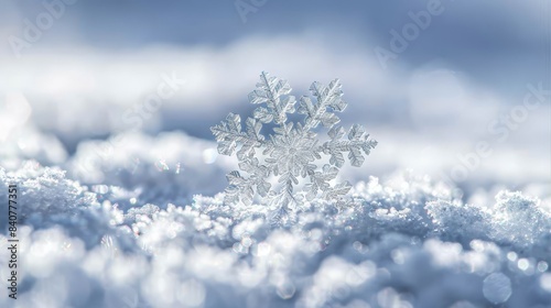  A solitary snowflake, indistinguishable from others, resides in a open field Surrounding it are numerous snowflakes in the foreground Beyond, a