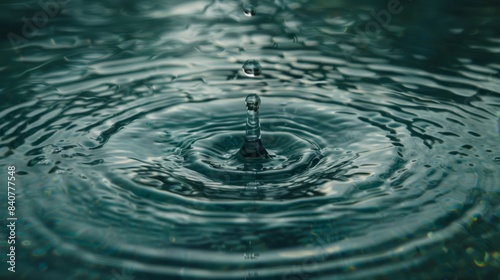  A close-up of a water drop against a blue sky background