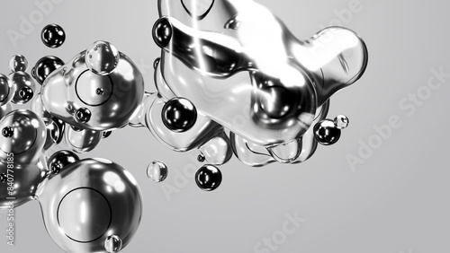 3d render motion design wallpaper animation business presentation monochrome grey white metaball gray liquid water soapy mercury bubble metasphere ball silver metal transition deformation metaverse